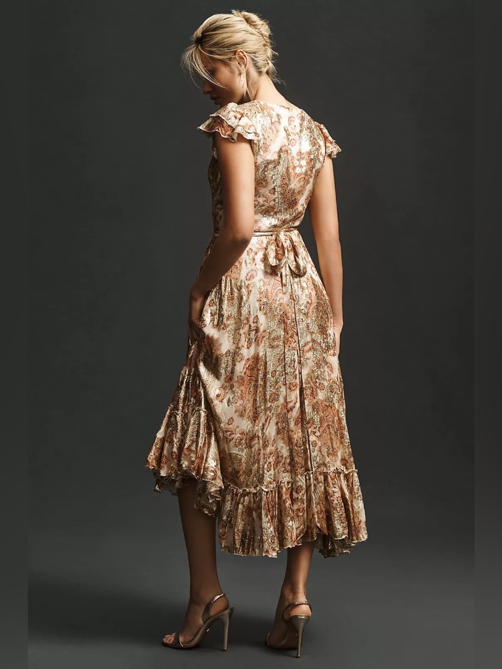 MAC DUGGAL
V-Neck Flutter Sleeve Floral Wrap Midi Dress - Picture 2 of 4